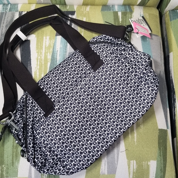 Kipling Art Mini Printed Shoulder Bag In Black And White K Pattern - Picture 3 of 14